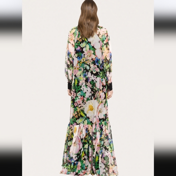 NWT Nissa Scarf-Detail Silk Maxi Dress Multicolor Floral Sz US 4 MSRP $1229 - Picture 2 of 16